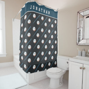 Rideaux De Douche Garçons Baseball Bat & Ball Sport Masculine Enfant