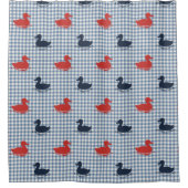 Rideaux De Douche Garçons Préparatoires Canard et Gingham Navy Rouge (Devant)
