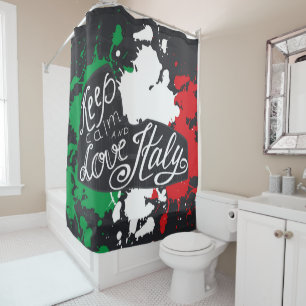 Rideaux De Douche Gardez le calme et aimez l'Italie