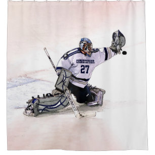 Rideaux De Douche Gardien de but de hockey sur glace avec votre