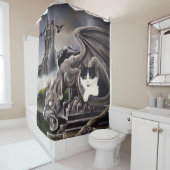 Rideaux De Douche Gargoyle noir blanc (En situation)