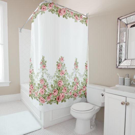 Rideaux De Douche Garlands de Roses victoriens Bleus Élégants (En situation)