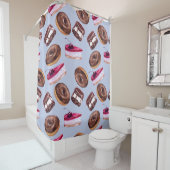 Rideaux De Douche Gâteaux sucrés : Aquarelle Nourriture transparente (En situation)