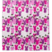 Rideaux De Douche Geisha rose violet motif (Devant)