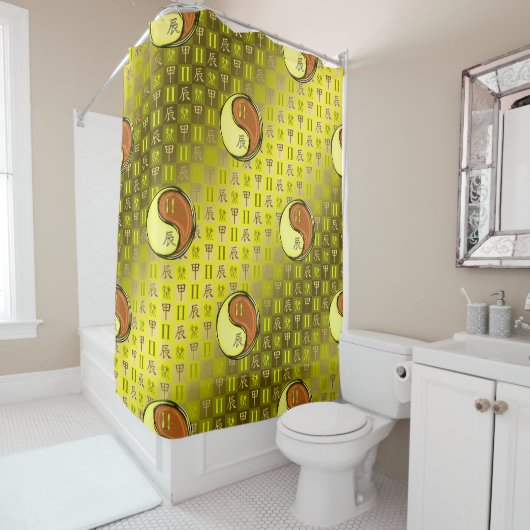 Rideaux De Douche Gémeaux & Dragon de Bois (En situation)
