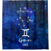 Rideaux De Douche Gemini Zodiac Constellation Bleu Galaxie Monogramm (Devant)