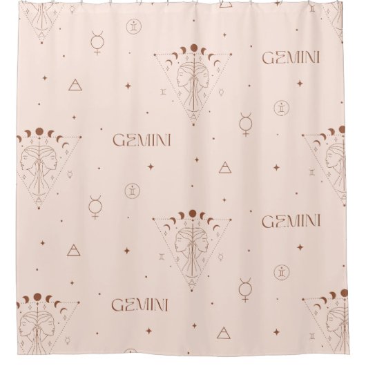 Rideaux De Douche Gemini Zodiac Seamless Pattern – Celestial Twin 2 (Devant)