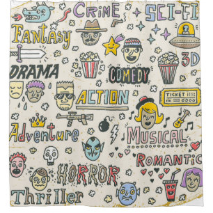 Rideaux De Douche Genres de film. Spectacles TV, série Funny Doodle