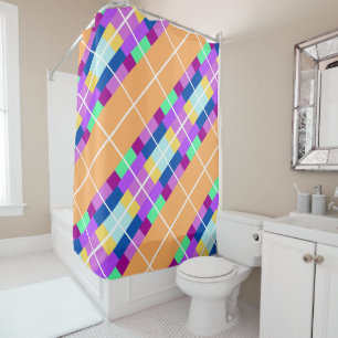 Rideaux De Douche Geo Jaune Violet Violet Bue