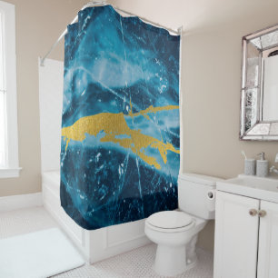 Rideaux De Douche Géode Agate Gemstone Blue et Gold