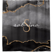 Rideaux De Douche Géode d'âge d'or noir Monogramme (Devant)