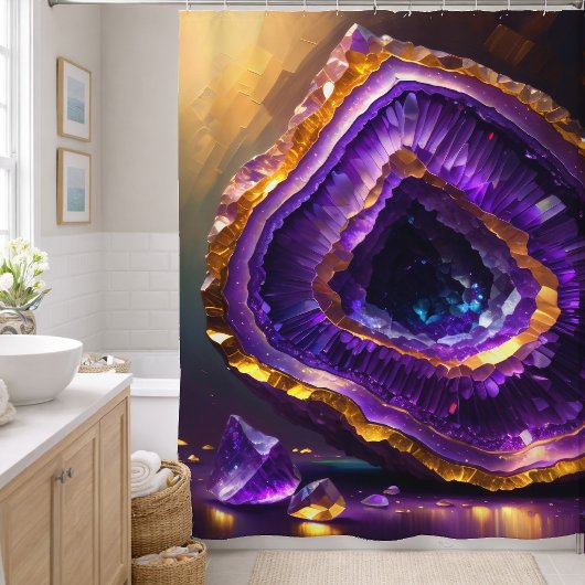 Rideaux De Douche Géode d'améthyste violette or