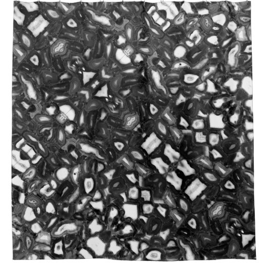 Rideaux De Douche Géode des agates Abstraites en noir blanc (Devant)