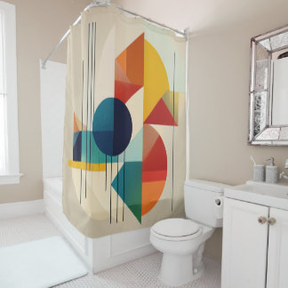 Rideaux De Douche Geometric Abstract Art in Bauhaus Style