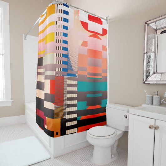Rideaux De Douche Geometric Graphic Motif Modern Trend (En situation)