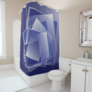 Rideaux De Douche Géométrie bleue