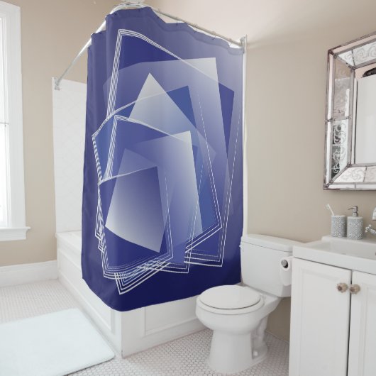 Rideaux De Douche Géométrie bleue (En situation)