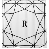 Rideaux De Douche Géométrie moderne en noir et blanc | Monogramme (Devant)