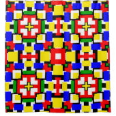 Rideaux De Douche Géométrie rouge, jaune, noir, bleu et vert (Devant)