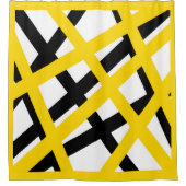 Rideaux De Douche Géométrique à bande noire jaune (Devant)