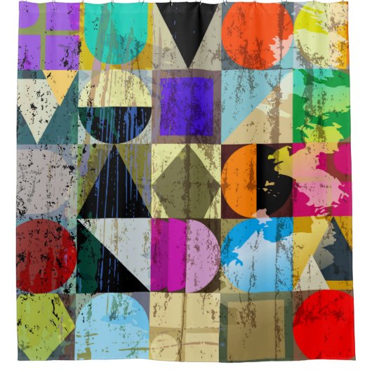 Rideaux De Douche Géométrique Abstraite : contours et échelles (Devant)