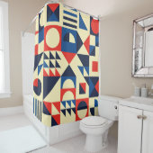 Rideaux De Douche Géométrique du milieu du siècle : Motif rétro funk (En situation)