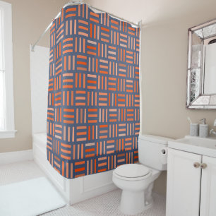 Rideaux De Douche Géométrique orange et bleu