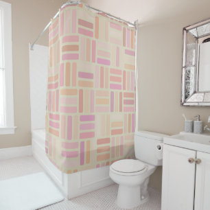 Rideaux De Douche géométrique orange et rose