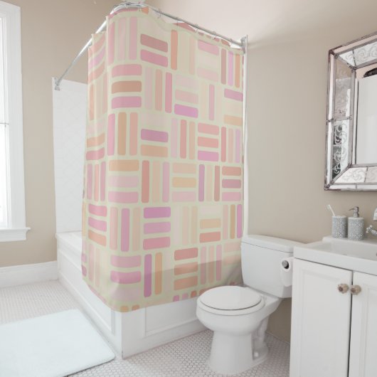 Rideaux De Douche géométrique orange et rose (En situation)