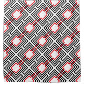 Rideaux De Douche Géométrique rouge et blanc noir (Devant)