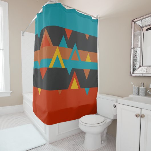 Rideaux De Douche Géométrique sud-ouest (En situation)