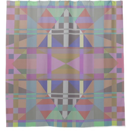 Rideaux De Douche Géométrique vert violet rose (Devant)