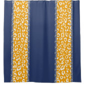 Rideaux De Douche Géopard, bleu marine, blanc, jaune moutarde, cousu (Devant)