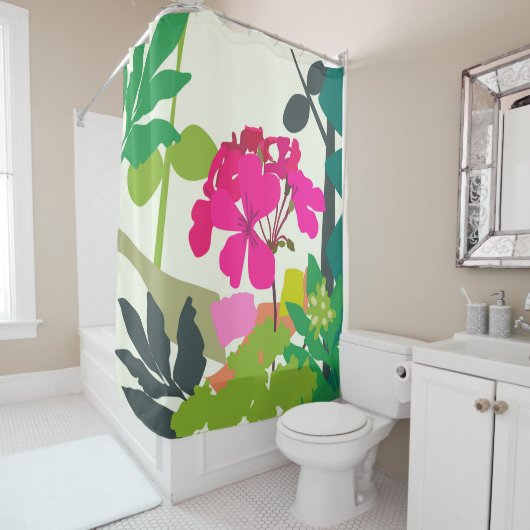 Rideaux De Douche Geraniums fleuris Gras Floriste moderne (En situation)
