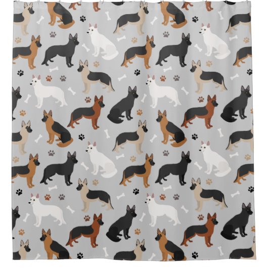 Rideaux De Douche German Shepherd Bones and Paws (Devant)