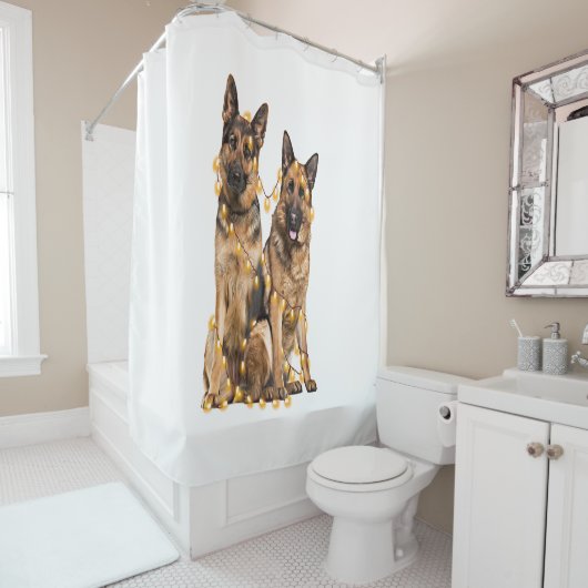 Rideaux De Douche German Shepherd Lights Heart Christmas Santa Xmas (En situation)