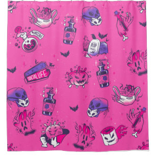 Rideaux De Douche germes de covid rose halloween déplaisants
