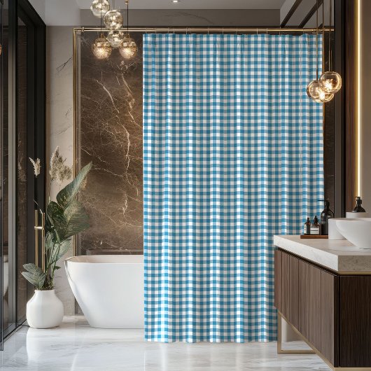 Rideaux De Douche Gift for Dad Navy and Blue Tartan Bath Curtain