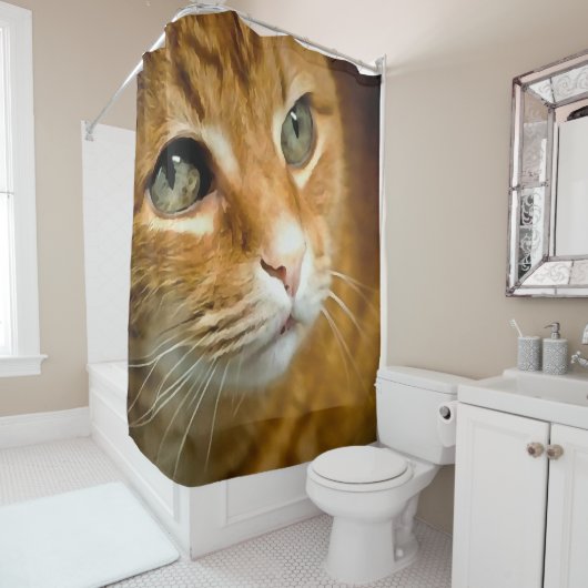 Rideaux De Douche Gingembre adorable Tabby Chat Poster Portrait anim (En situation)