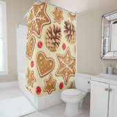 Rideaux De Douche Gingembre de Noël : Festive Motif sans Seamless. (En situation)