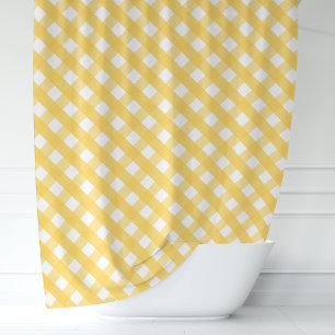 Rideaux De Douche Gingham Jaune Ensoleillé 