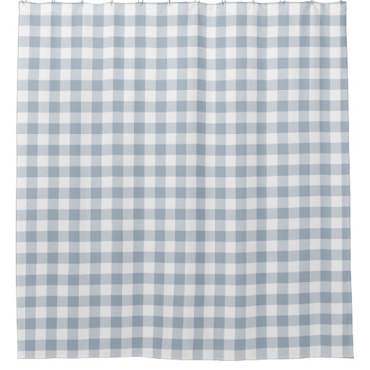 Rideaux De Douche Gingham Pattern Coastal Checkered White Muted Blue (Devant)