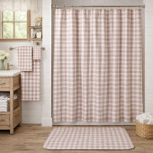 Rideaux De Douche Gingham rose et blanc