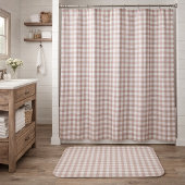 Rideaux De Douche Gingham rose et blanc