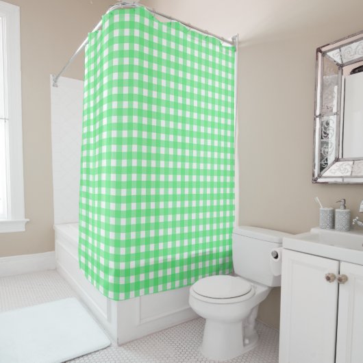 Rideaux De Douche Gingham vert (En situation)