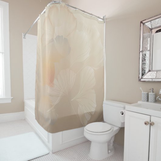Rideaux De Douche Ginkgo Biloba Botanique Abstrait Graphic Art Blush (En situation)