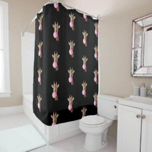 Rideaux De Douche Girafe Bubble Gum Rose Mignon Amoureux Animaux Drô