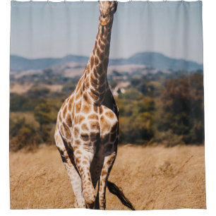RIDEAUX DE DOUCHE GIRAFFE ENTOURÉ DE GRASS BROWN