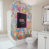 Rideaux De Douche Girl Power | Fille rose belles femmes Fleurs sauva (En situation)