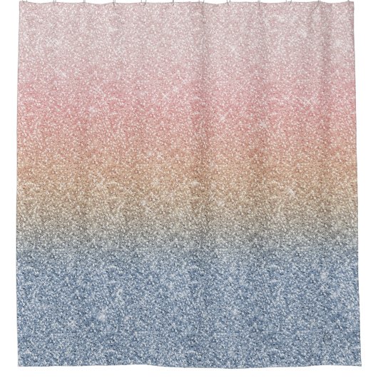 Rideaux De Douche Girly Blush Rose Gold Blue ombre (Devant)